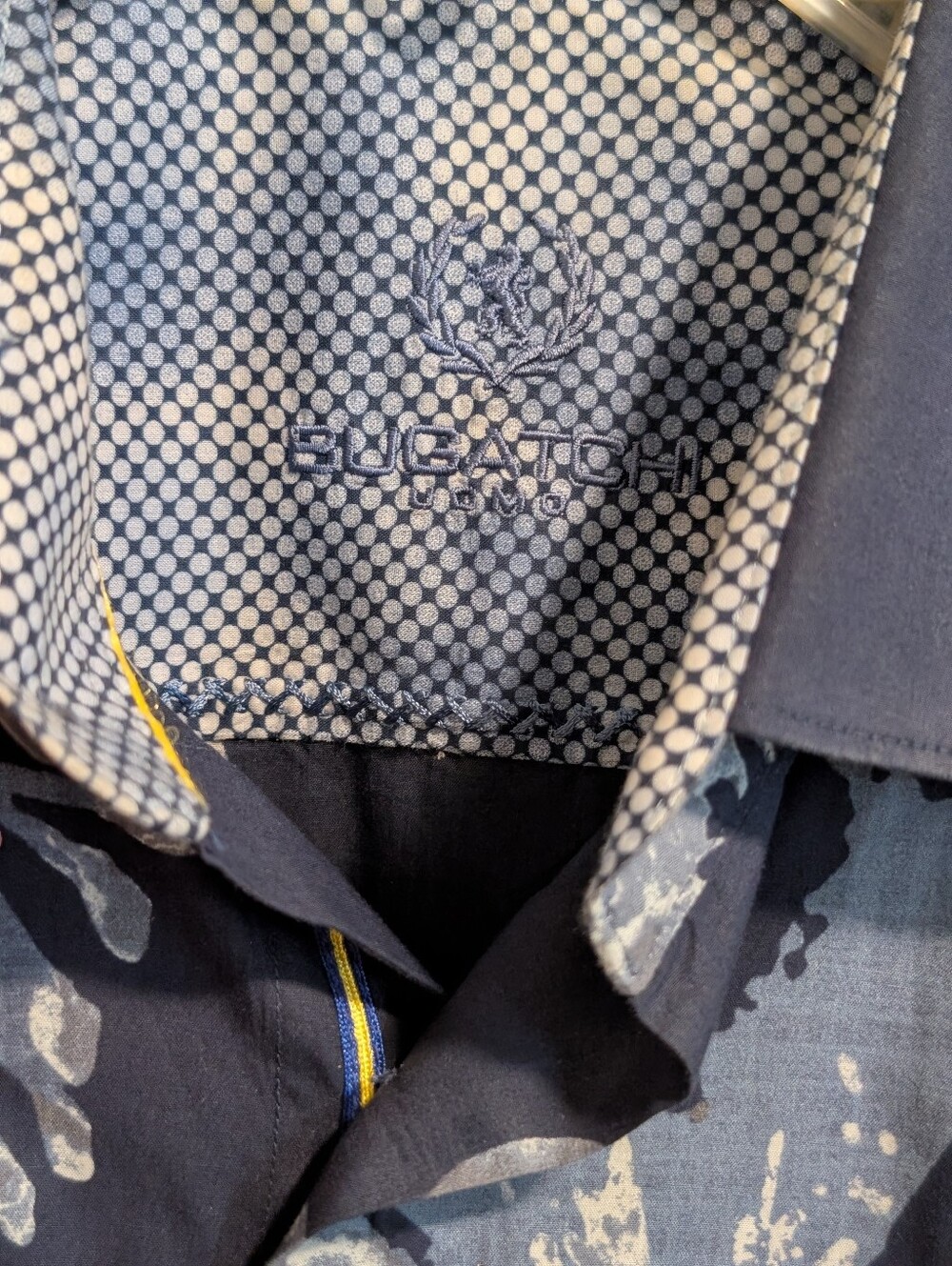 BUGATCHI Navy Floral Button-Up Shirt - Blue Floral Print - Picture 2 of 3